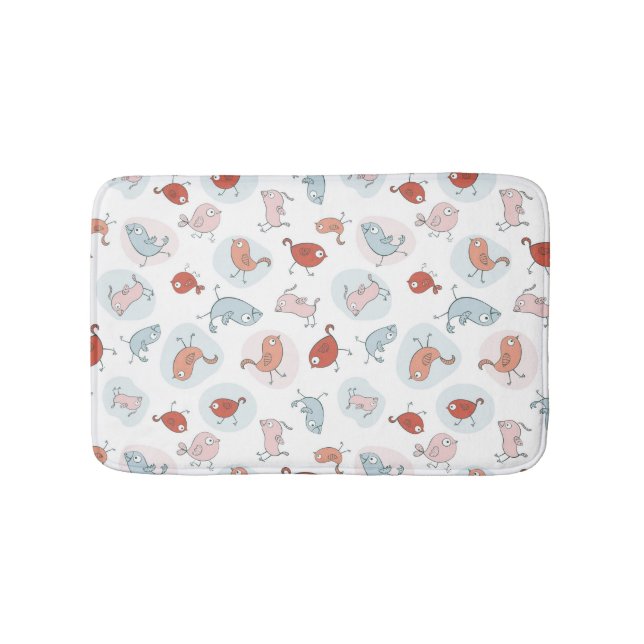 Tapis De Bain motif avec des oiseaux de bande dessinée (Devant)