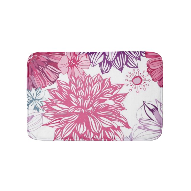 Tapis De Bain Motif avec les asters et le dahlia roses (Devant)