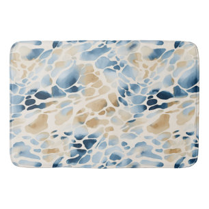 Tapis De Bain Motif Beach Blue et Tan Wave