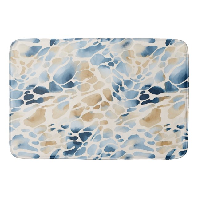 Tapis De Bain Motif Beach Blue et Tan Wave (Devant)