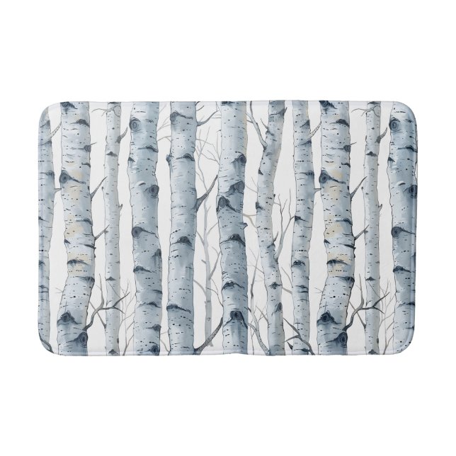 Tapis De Bain Motif blanc gris de bouleau (Devant)