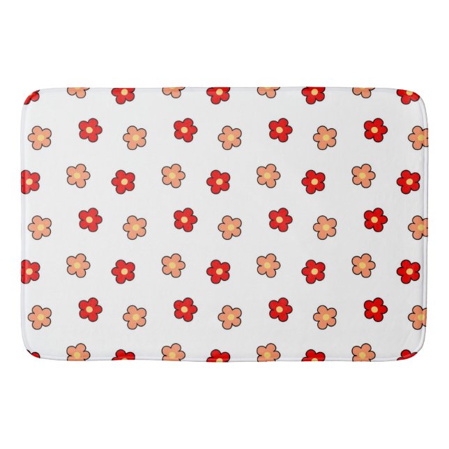 Tapis De Bain Motif blanc Preppy rose Flower Arrière - plan (Devant)
