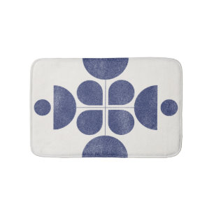 Tapis De Bain Motif bleu abstrait du milieu du siècle