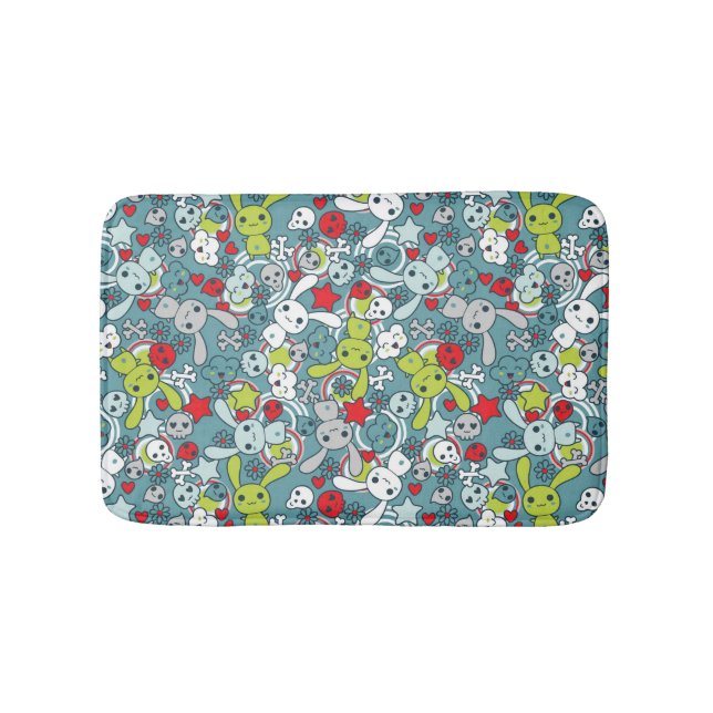 Tapis De Bain motif bleu de kawaii (Devant)