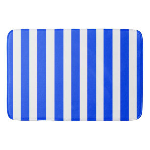 Tapis De Bain Motif bleu et blanc à rayures verticales Marin