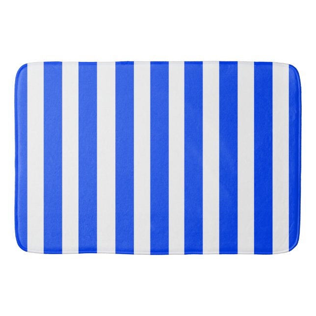 Tapis De Bain Motif bleu et blanc à rayures verticales Marin (Devant)