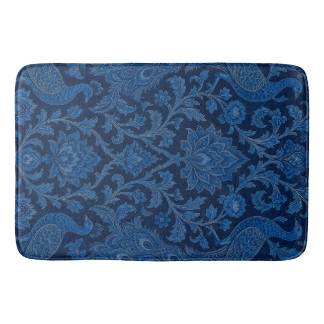 Tapis De Bain Motif bleu paon profond persan de luxe (Devant)