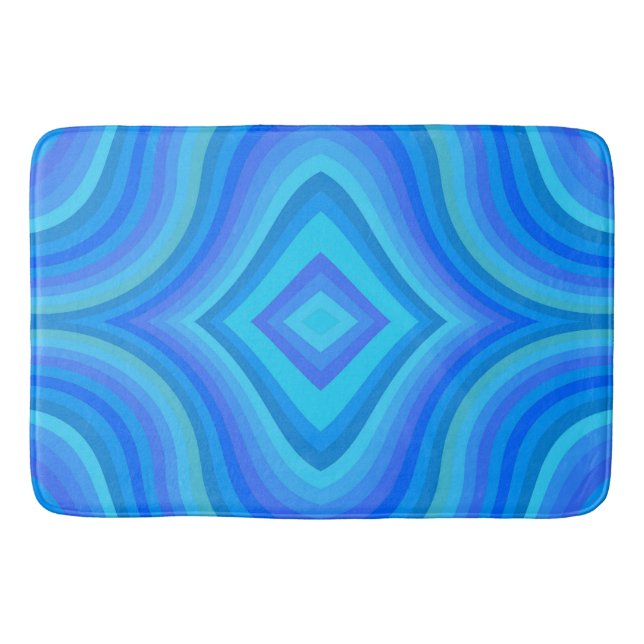 Tapis De Bain Motif bleu rétro (Devant)
