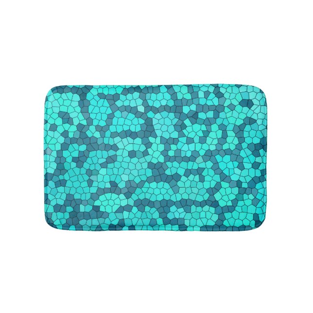 Tapis De Bain Motif Bleu Turquoise (Devant)