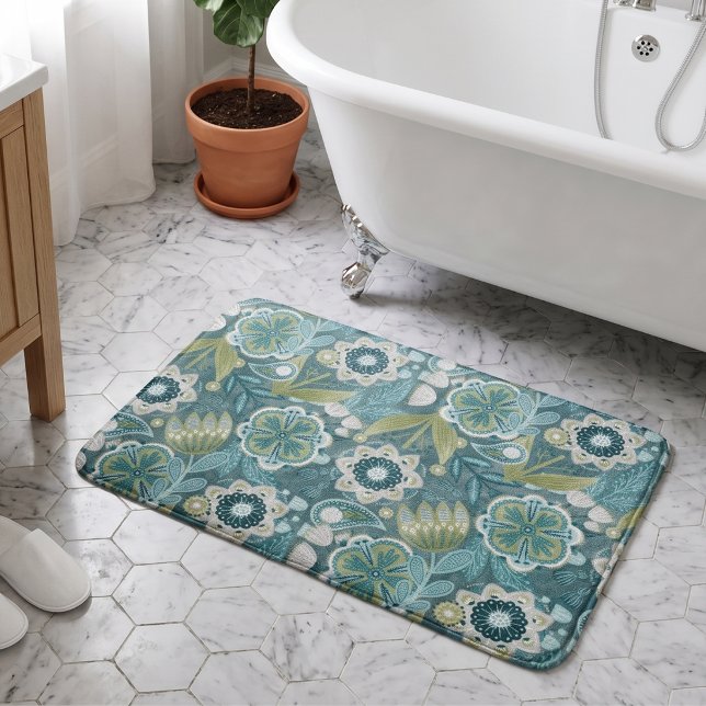 Tapis De Bain Motif botanique bohème floral (Créateur téléchargé)