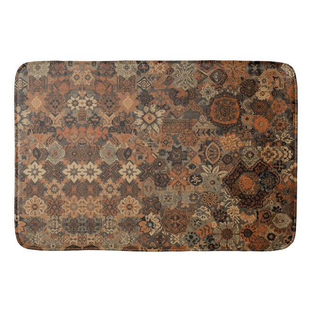 Tapis De Bain Motif botanique terracotta sage boho foncé (Devant)