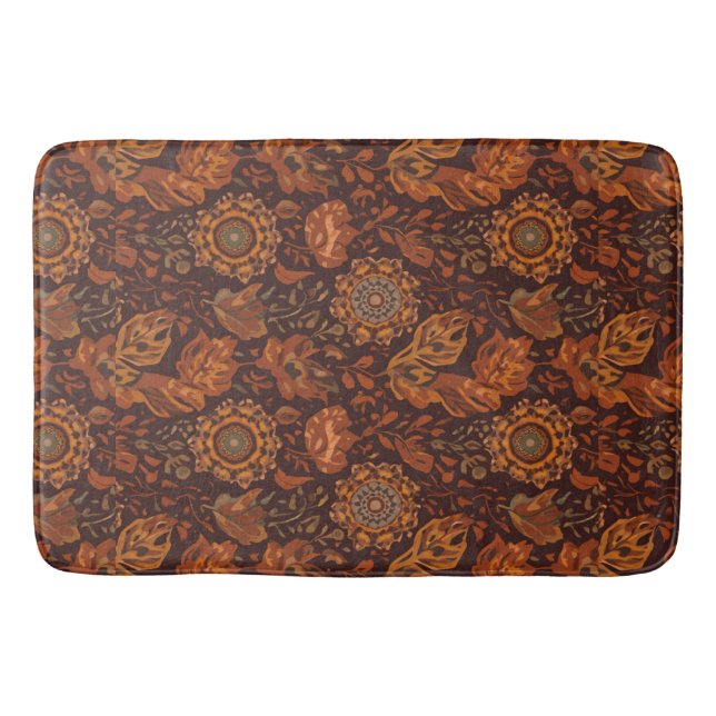 Tapis De Bain Motif botanique terracotta sage boho foncé  (Devant)