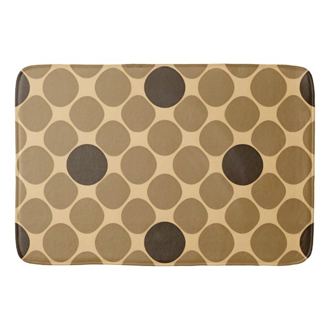 Tapis De Bain Motif Brun Géométrique avec Cercles (Devant)