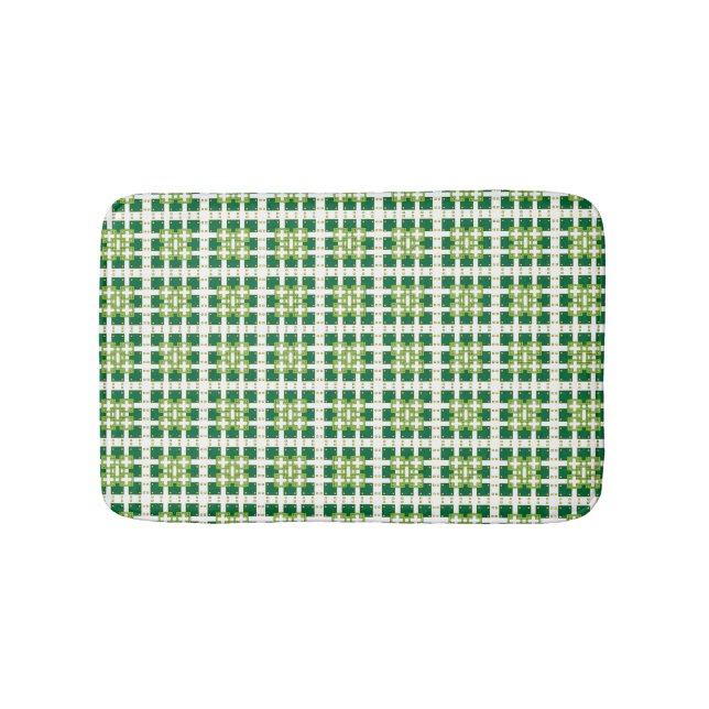 Tapis De Bain Motif carré de la forêt verte géométrique moderne (Devant)