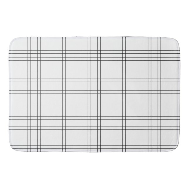 Tapis De Bain Motif carreau moderne minimal noir et blanc propre (Devant)