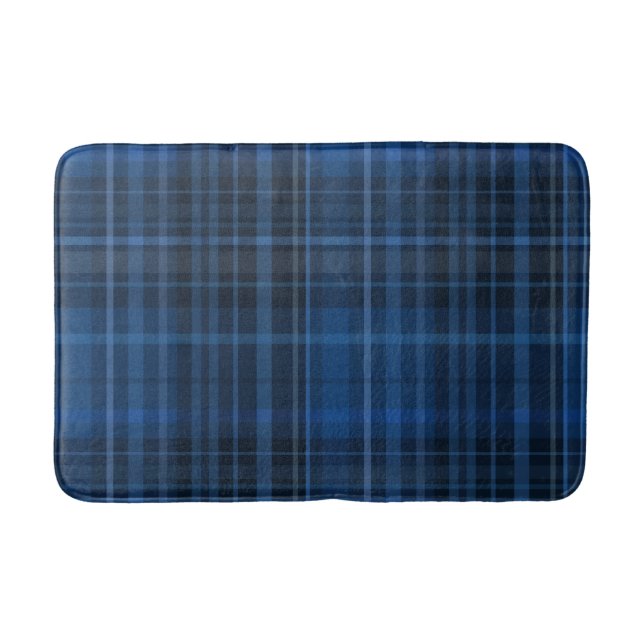 Tapis De Bain Motif carreaux bleu noir (Devant)