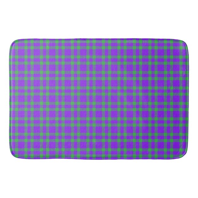 Tapis De Bain Motif carreaux vert et violet (Devant)