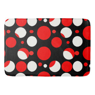 Tapis De Bain Motif Cercles Rouges Noirs et Blancs