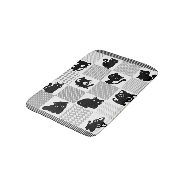 Tapis De Bain Motif chat noir mignon (Angle)