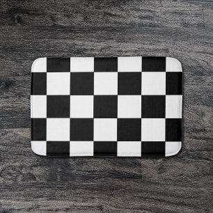 Tapis De Bain Motif Checkered noir et blanc de damier