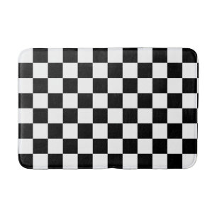 Tapis De Bain Motif chèque À damiers noir blanc