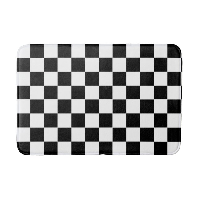 Tapis De Bain Motif chèque À damiers noir blanc (Devant)