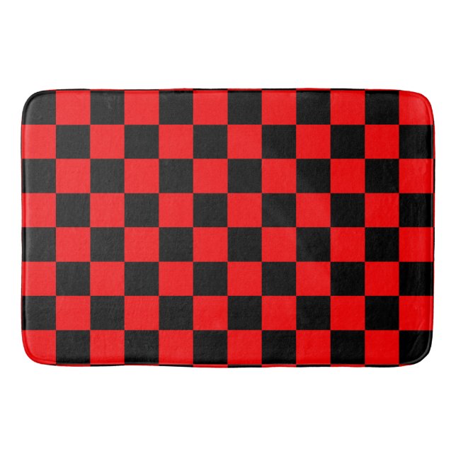 Tapis De Bain Motif chèque À damiers rouge (Devant)