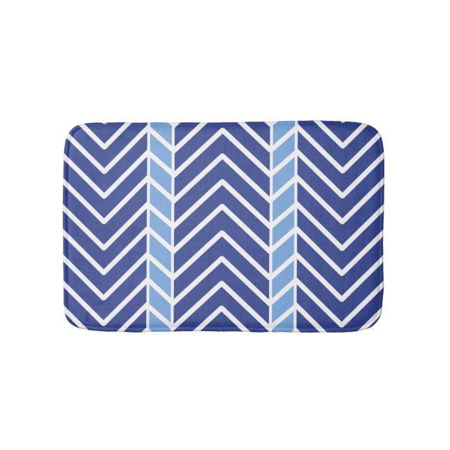 Tapis De Bain Motif Chevron Bleu (Devant)