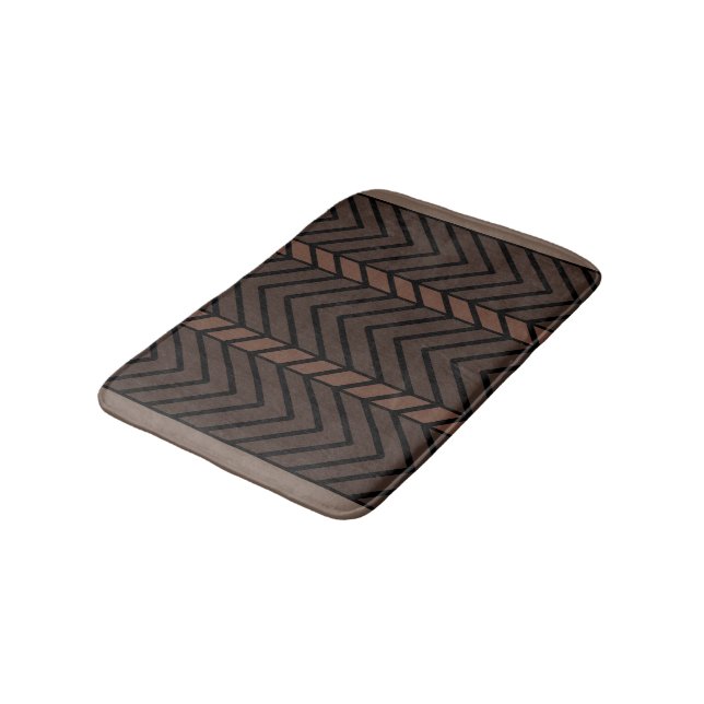 Tapis De Bain Motif Chevron Marron (Angle)