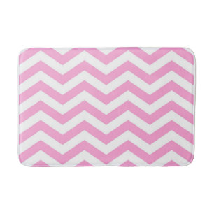 Tapis De Bain Motif Chevron rose et blanc