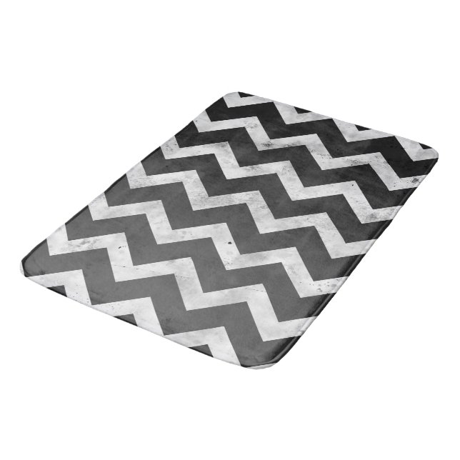 Tapis De Bain Motif chevron rustique noir et blanc (Angle)
