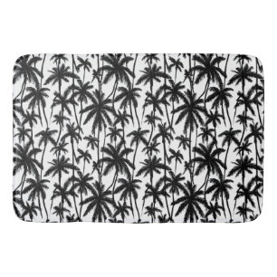 Tapis De Bain Motif Chick Black + White Palm Tree