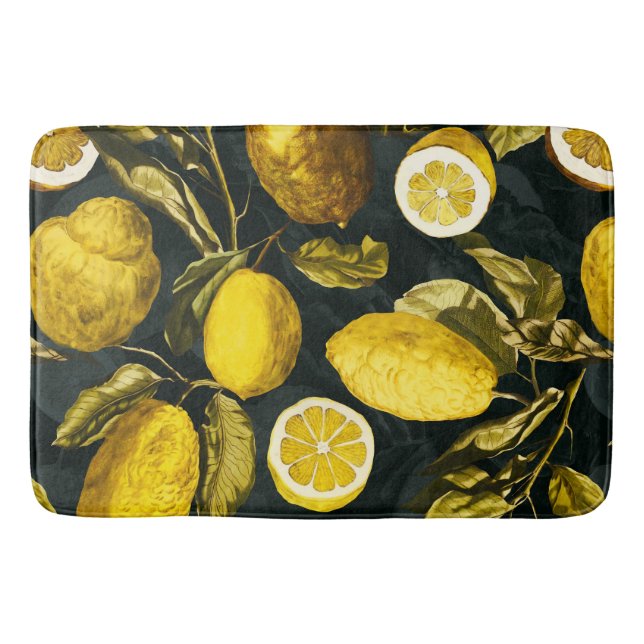 Tapis De Bain Motif citron et feuille V (Devant)
