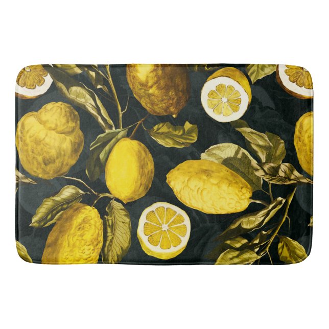 Tapis De Bain Motif citron et feuille V (Devant)