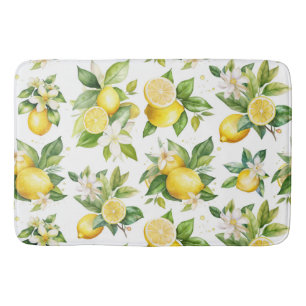 Tapis De Bain Motif citron, Fleurs de citron, Feuilles, Citrus