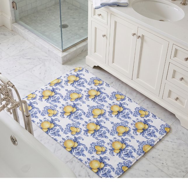 Tapis De Bain Motif Citron Méditerranéen  (Créateur téléchargé)