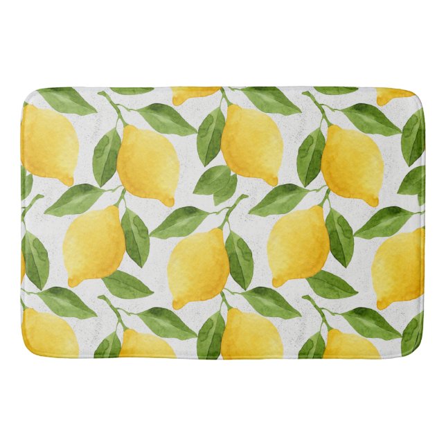 Tapis De Bain Motif citrons aquarelle (Devant)