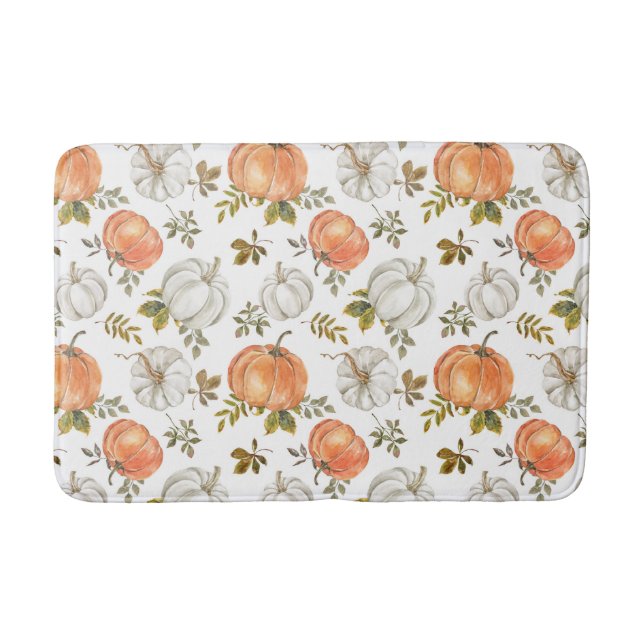 Tapis De Bain Motif Citrouille d'aquarelle d'automne (Devant)
