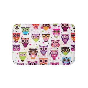 Tapis De Bain Motif coloré de hibou pour des enfants