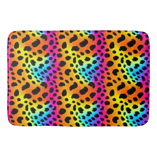 Tapis De Bain Motif coloré Rainbow Cheetah sans couture (Devant)