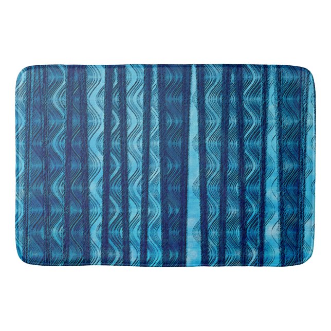 Tapis De Bain Motif Cool unique Blue Retro Wave (Devant)