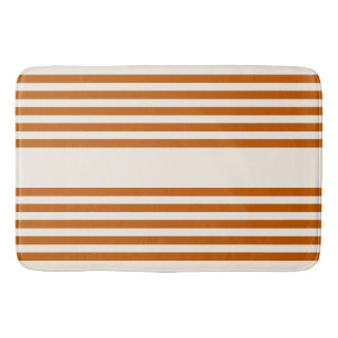 Tapis De Bain Motif couleur orange brun et beige cinq rayures