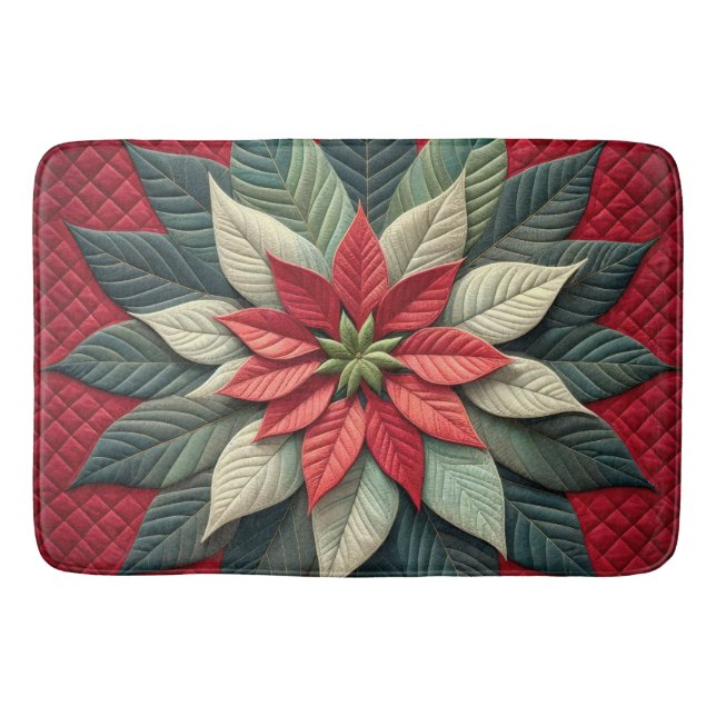 Tapis De Bain Motif courbé Poinsettia rouge (Devant)