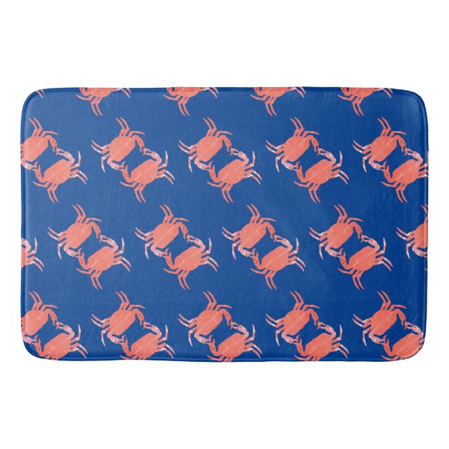 Tapis De Bain Motif Crabe Serviette de douche Bleue  (Devant)