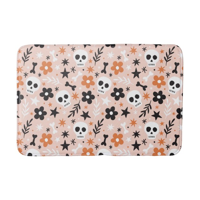 Tapis De Bain Motif crâne de fleurs (Devant)