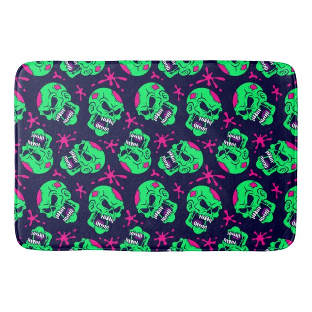 Tapis De Bain Motif crânes de zombie néon (Devant)