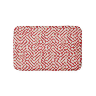 Tapis De Bain Motif Crème Et Ligne Abstraite Rouge