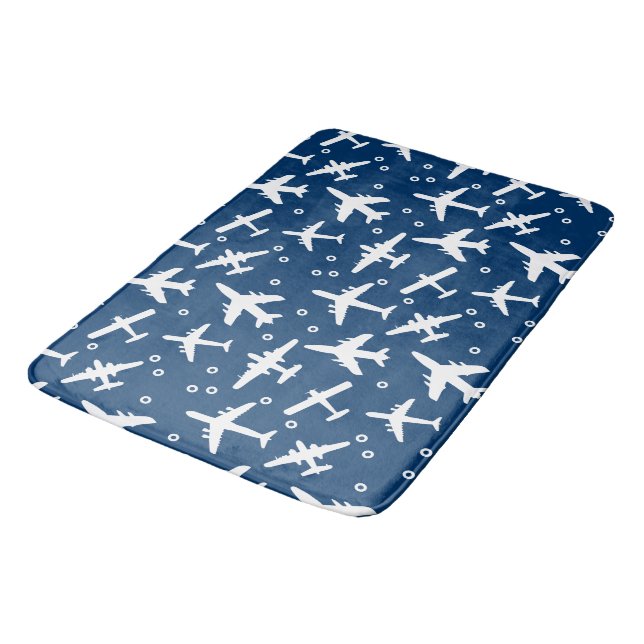 Tapis De Bain Motif d'aéronef bleu de la Marine (Angle)
