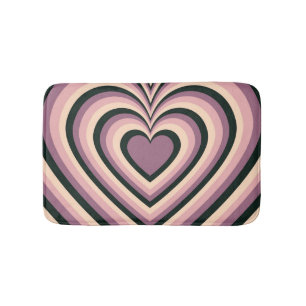 Tapis De Bain Motif d'amour du coeur hypnotique violet noir