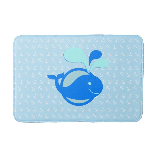 Tapis De Bain Motif d'ancre de baleine bleue mignon (Devant)
